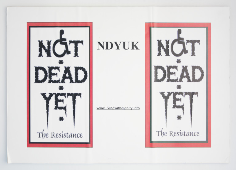 Not dead yet protest placard