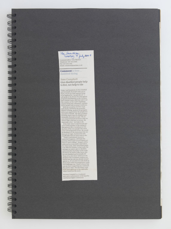 Newspaper and magazine cuttings relating to Baroness Jane Campbell