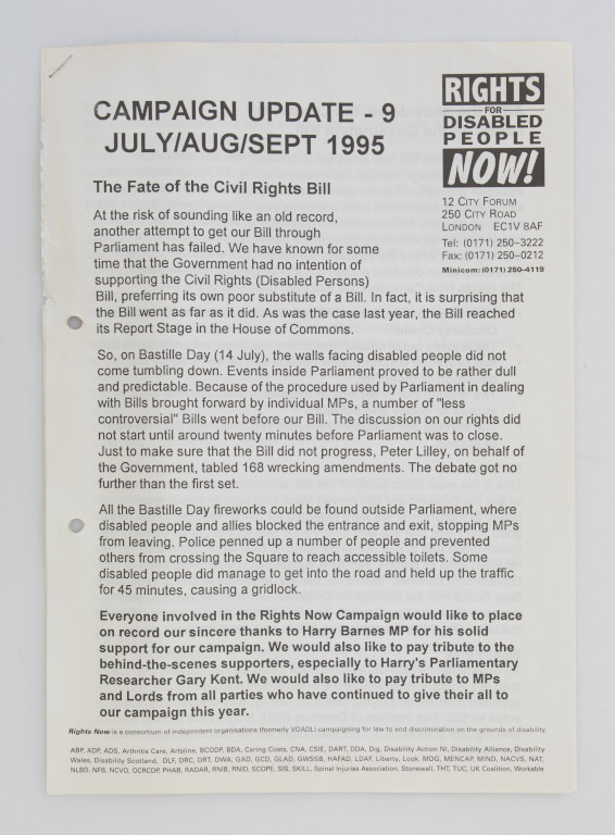 Disability discrimination act press relases and documents