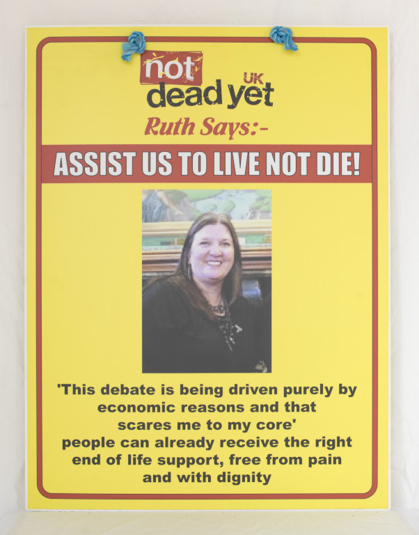 NOT DEAD YET PLACARD – Ruth Gould / Eddie