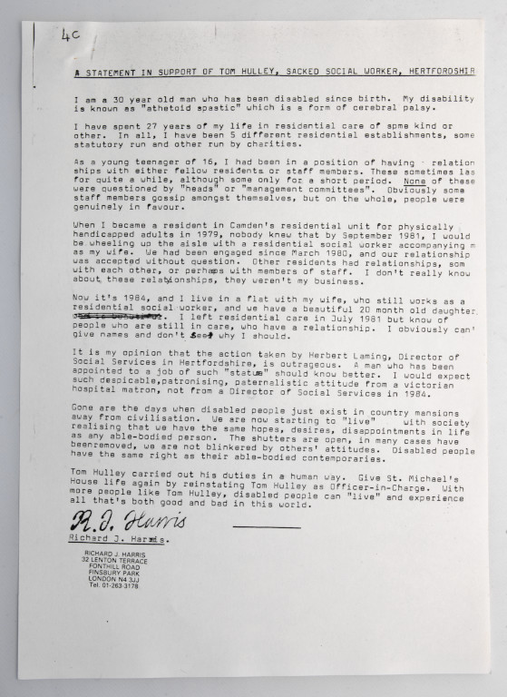 Tom Hulley dismissal Letter of support