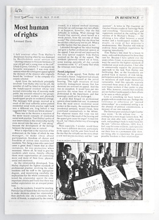 Tom Hulley dismissal press cutting