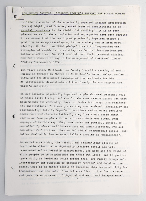 The Hulley sacking: Disabled people’s support for social worker