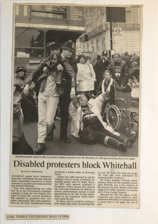 Disabled protesters block Whitehall
