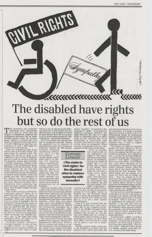 The disabled have rights but so do the rest of us